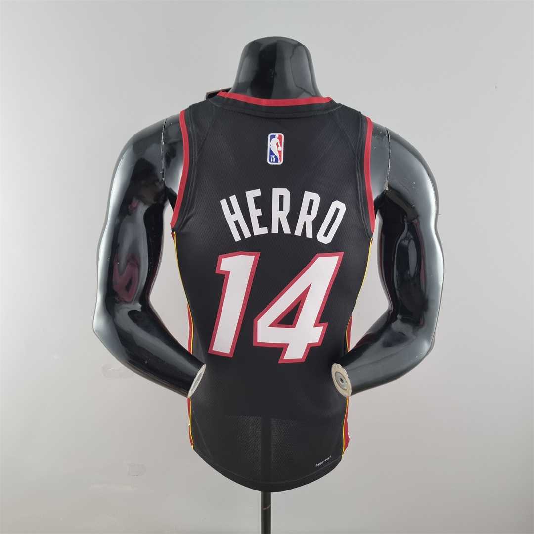 75th Anniversary Miami Heat HERRO#14 black NBA Jersey 4