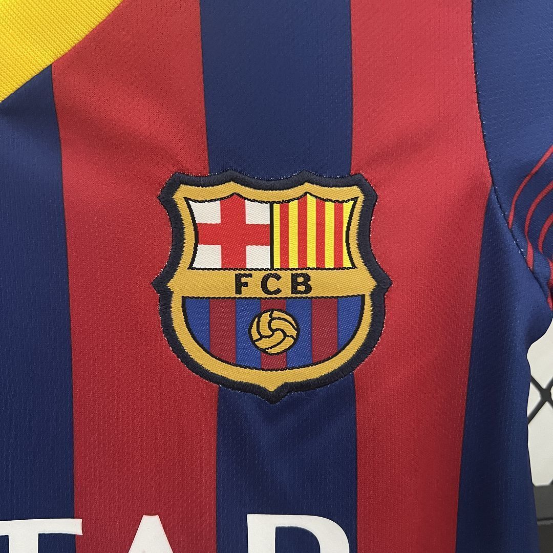 13-14 Barcelona Home Retro Kids Kits Children Shirt Cheap Jersey Yupoo 3