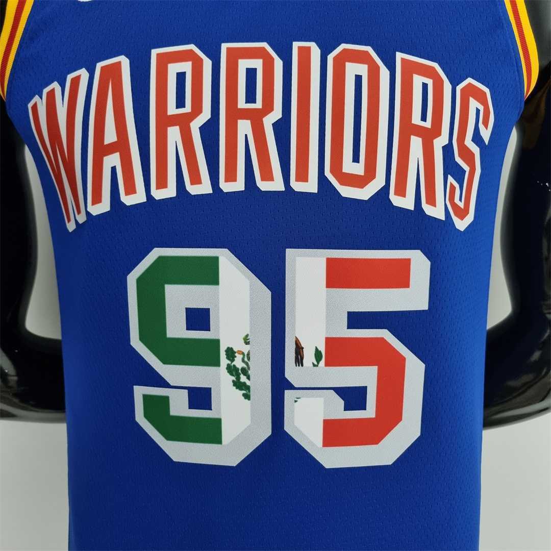 Toscano#95 Golden State Warriors Mexico Exclusive Blue NBA Jersey 3