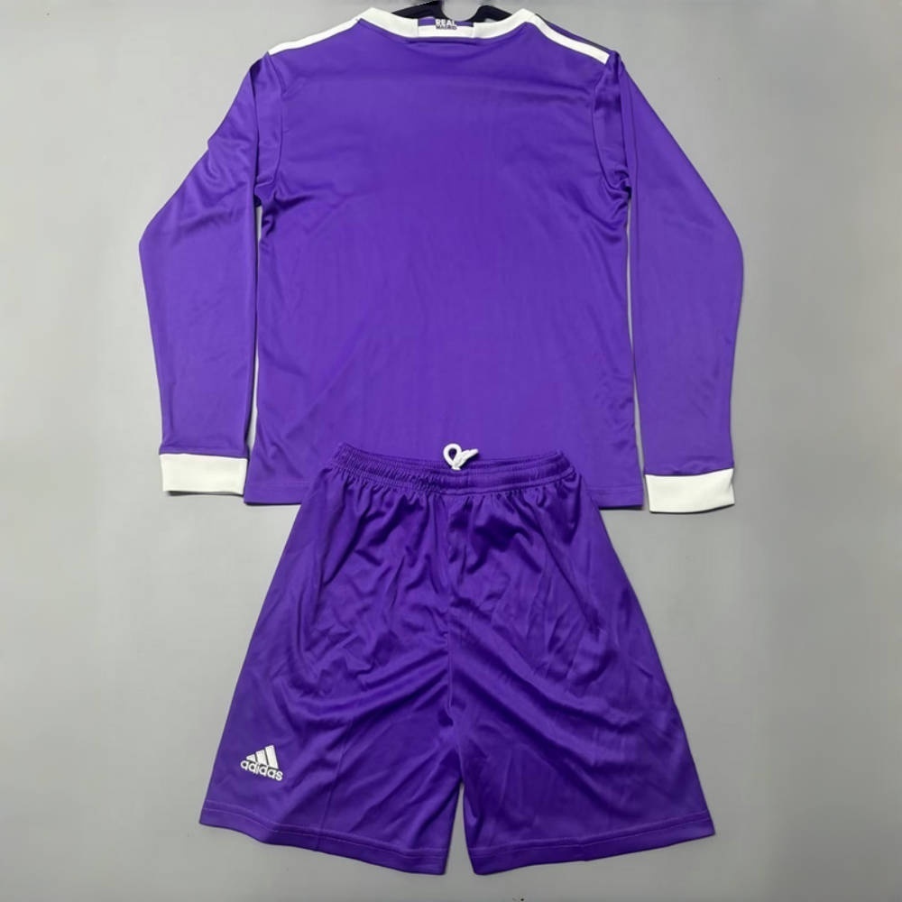 16-17 Real Madrid Away Retro Long Sleeve Retro Kid Kits Youth Apparels Soccer AAAAJersey Yupoo 1