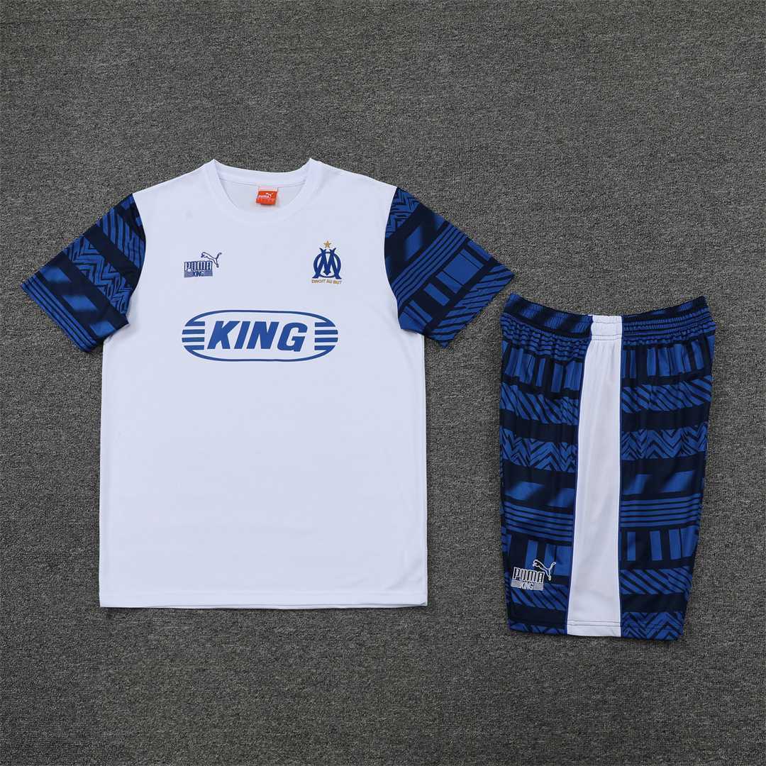 22-23 Marseille training suit short sleeve kit white blue 12