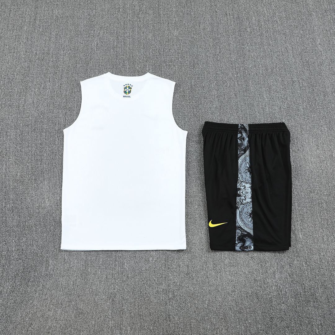 25-26 Brazil White Jesus Training Kits Football Vest Suits 1