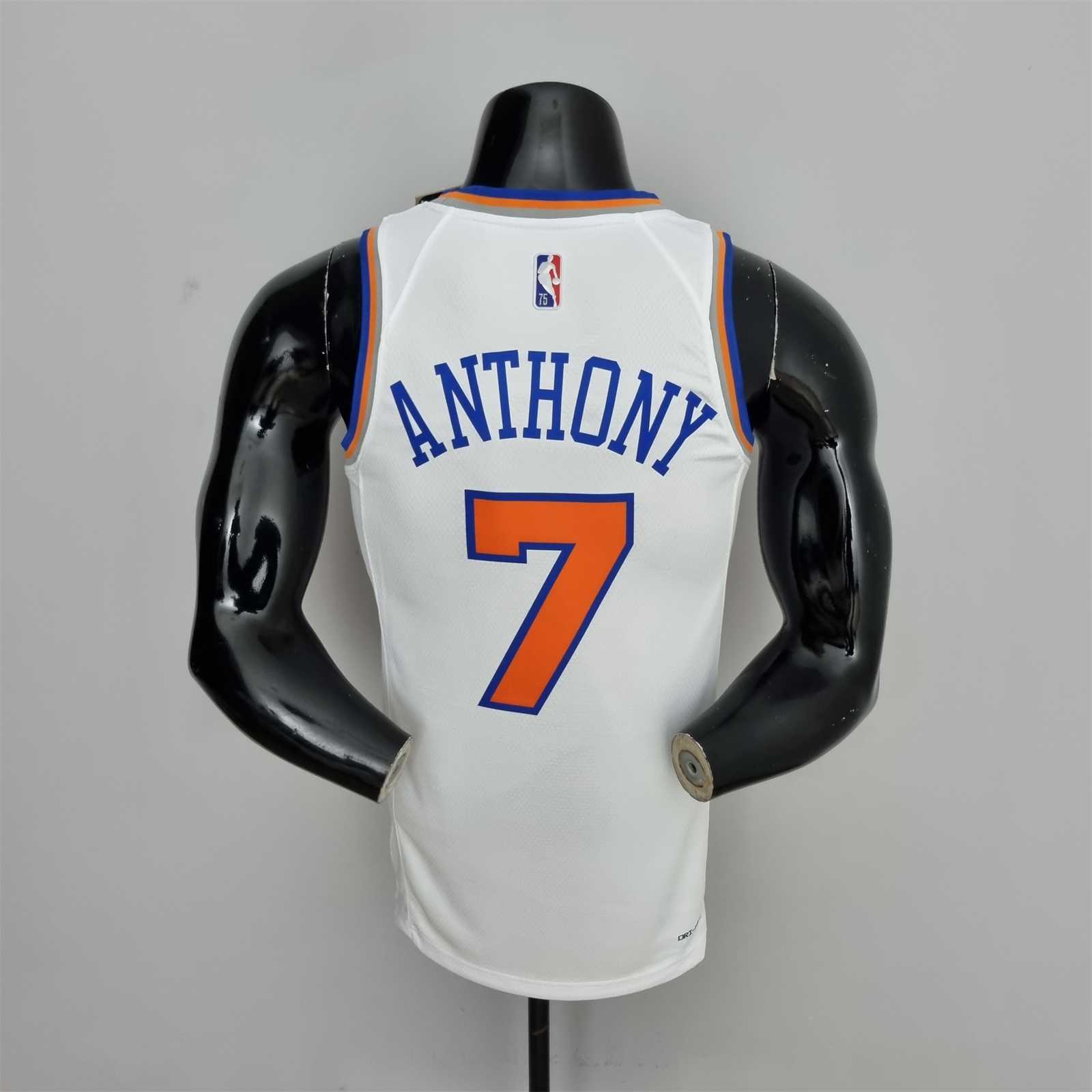 75th Anniversary Anthony #7 New York Knicks White NBA Jersey 7
