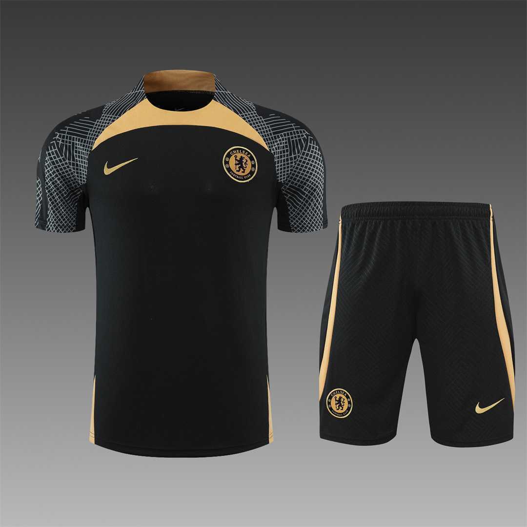 22-23 Chelsea training suit short sleeve kit black 3