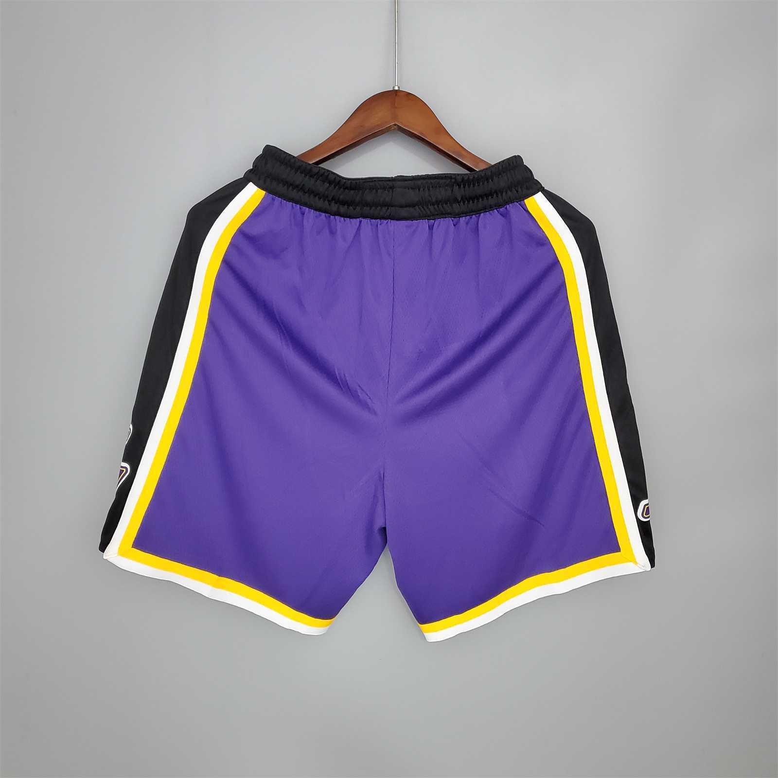 Lakers Purple Black Side NBA Shorts 5