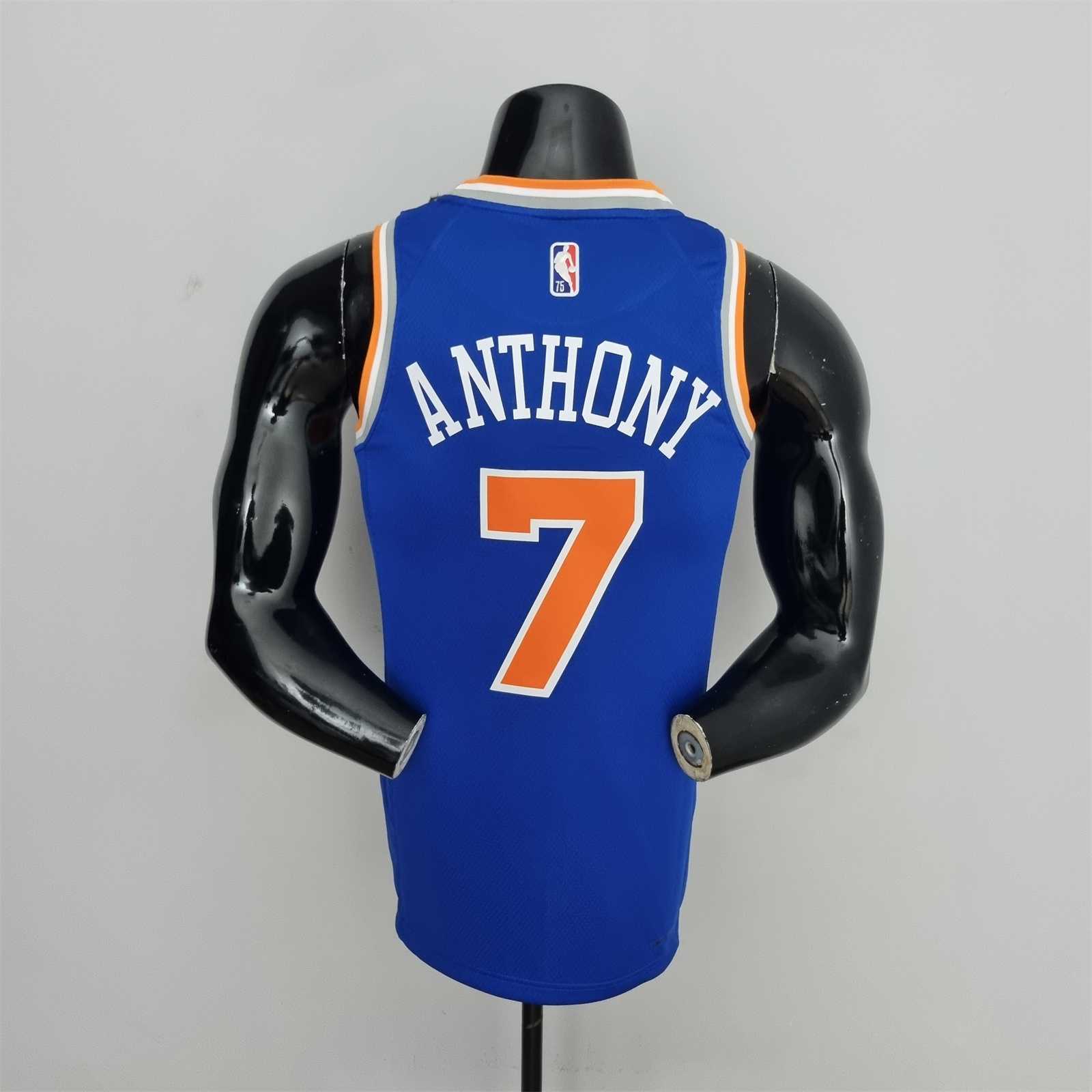 75th Anniversary Anthony #7 New York Knicks Blue NBA Jersey 8