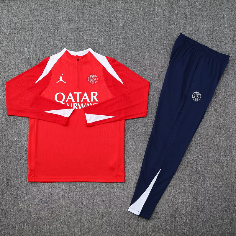 25-26 PSG Red Training Kits Long Football Tracksuits 2