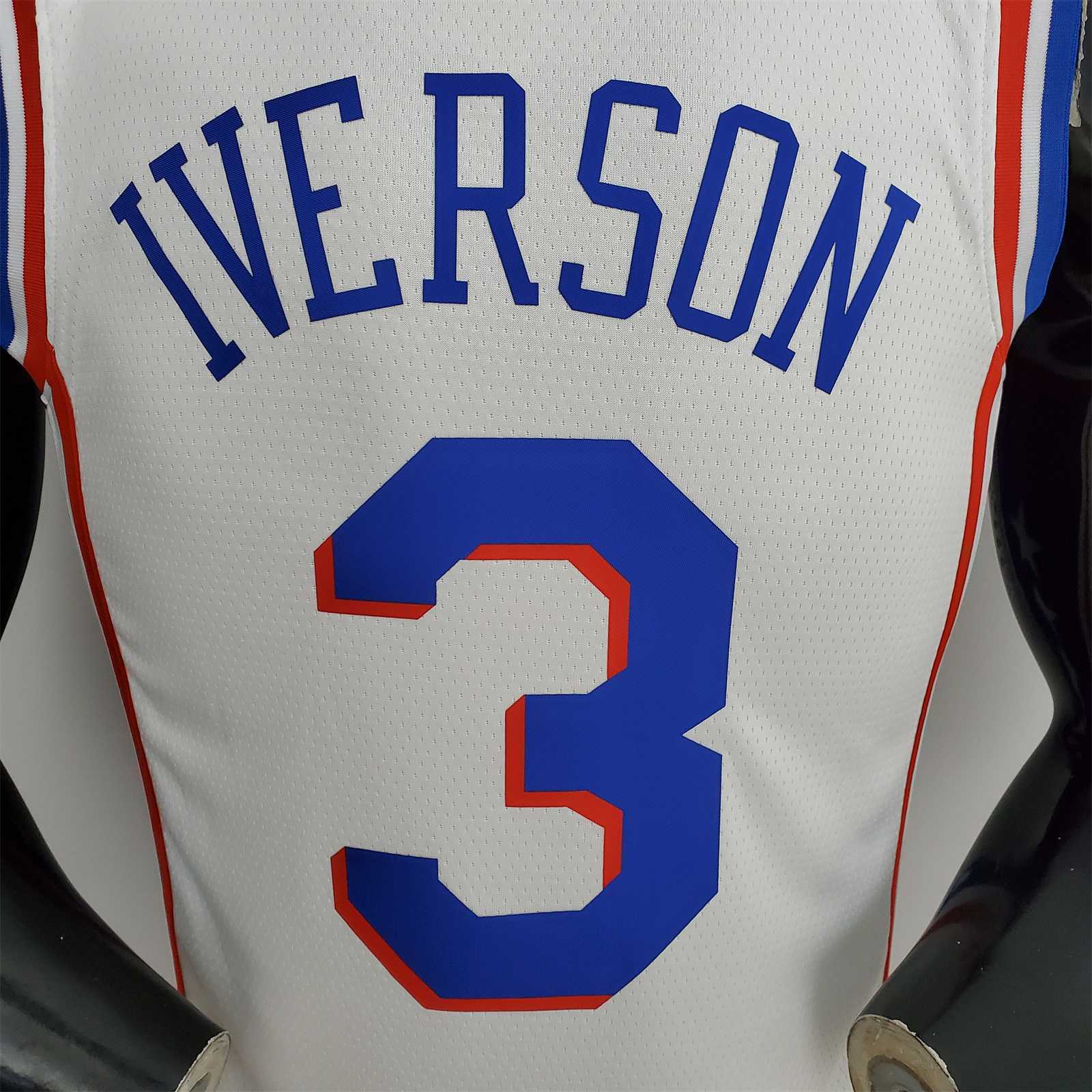 75th Anniversary Philadelphia 76ers IVERSON#3 White NBA Jersey 1