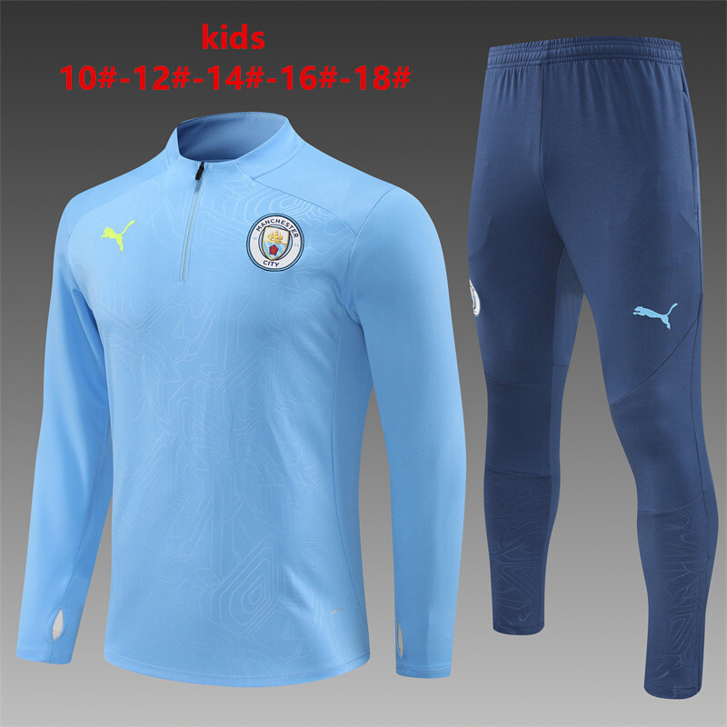 24-25 Manchester City Kids Long Sleeve Training Suit Football Shirts