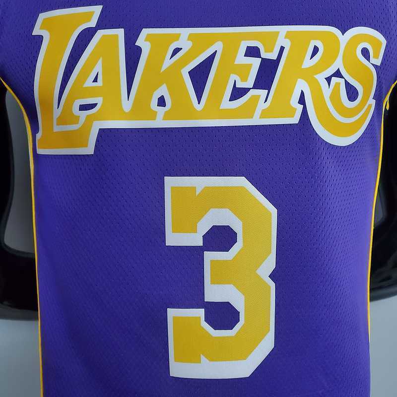 New Lakers Jordan DAVIS#3 Theme Purple Round Neck 3