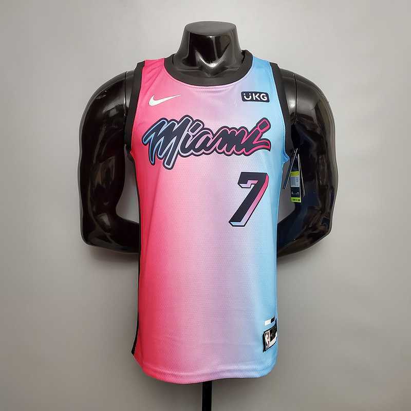 New Miami Heat DRAGIC#7 City Edition Pink Blue Gradient Color