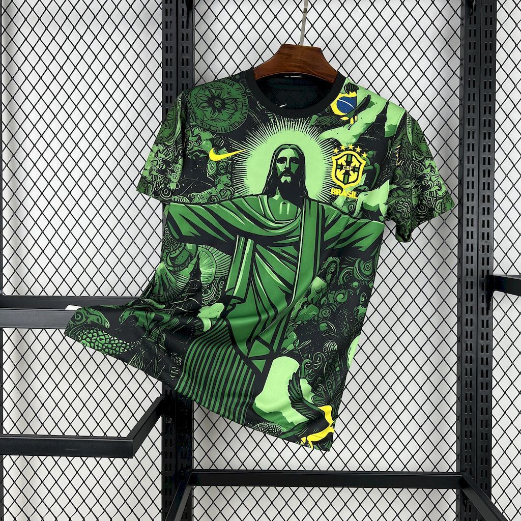 2024 Brazil Christ the Redeemer Green Special Edition Shirt Soccer Uniform AAAAJersey Supply Yu