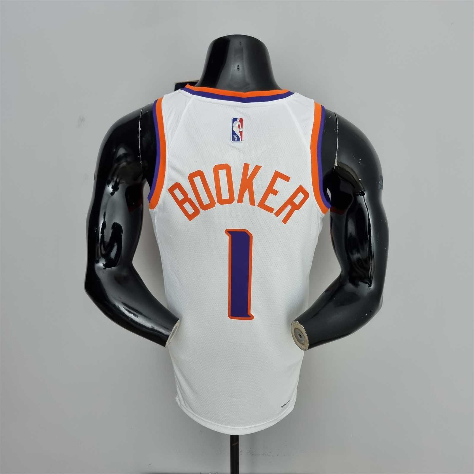 75th Anniversary Booker #1 Phoenix Suns White NBA Jersey 8