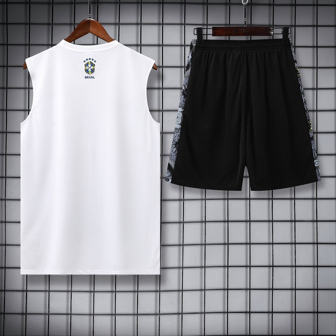 25-26 Brazil White Jesus Training Kits Football Vest Suits 4
