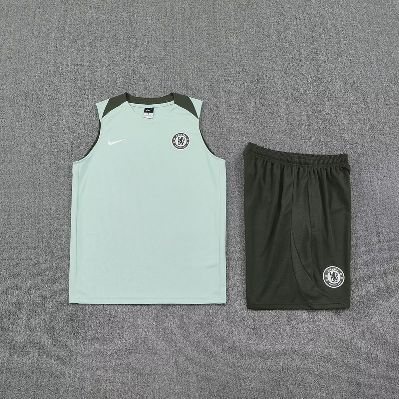25-26 Chelsea Light Green Training Kits Football Vest Suits 2