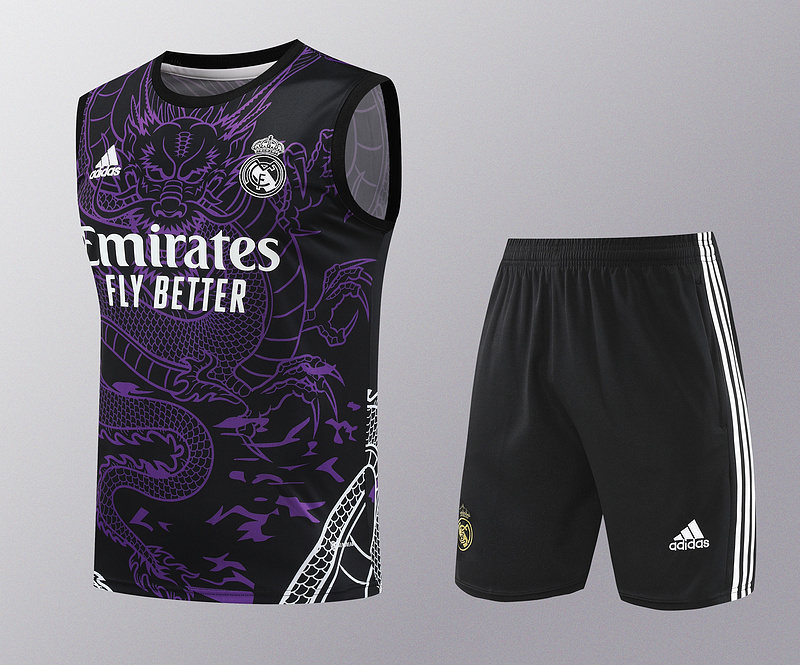 24-25 Real Madrid Purple Dragon Training Vest Kits(Top+Shorts) Football Replicas Yupoo