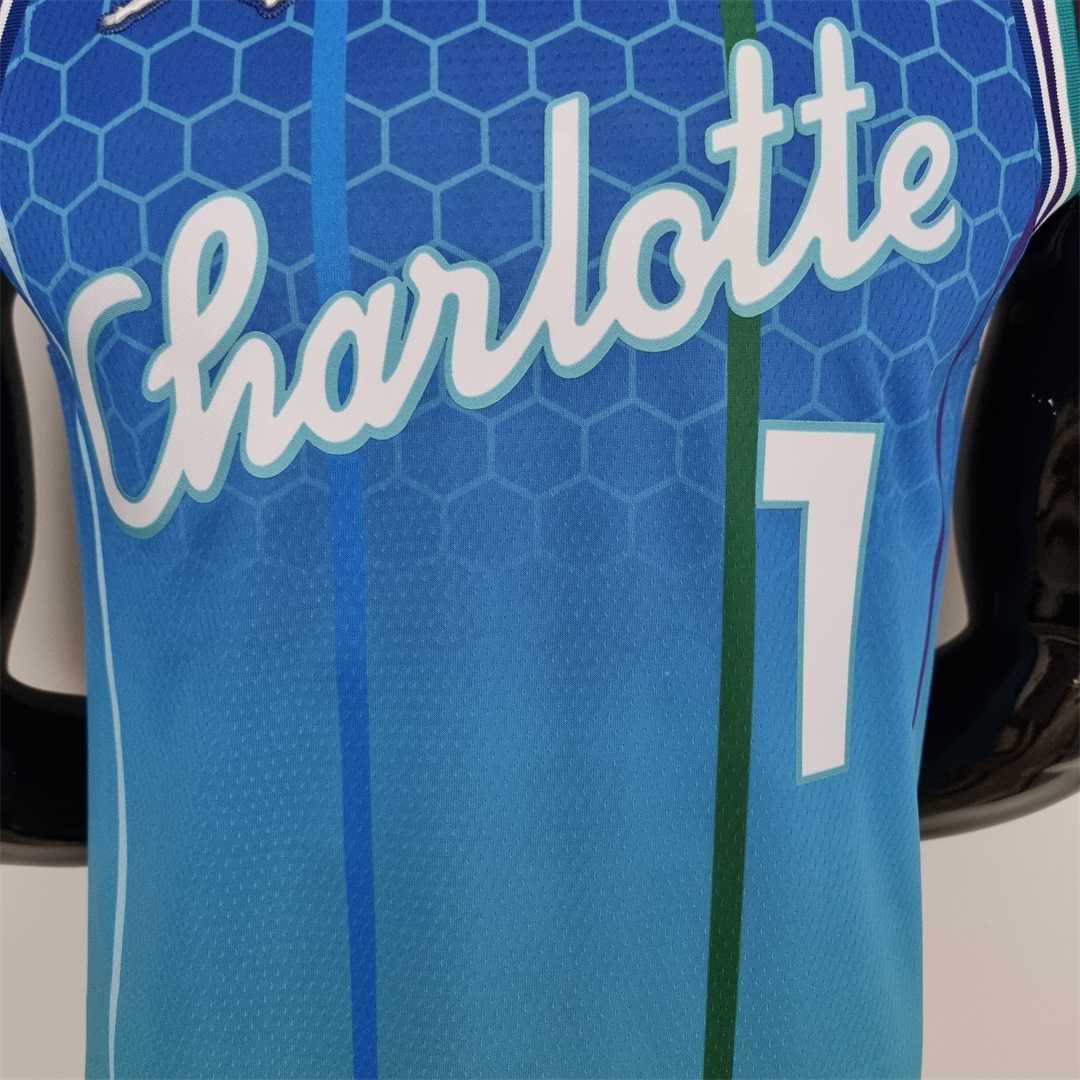 2022 BALL#1 Charlotte Hornets City Edition Blue NBA Jersey 4