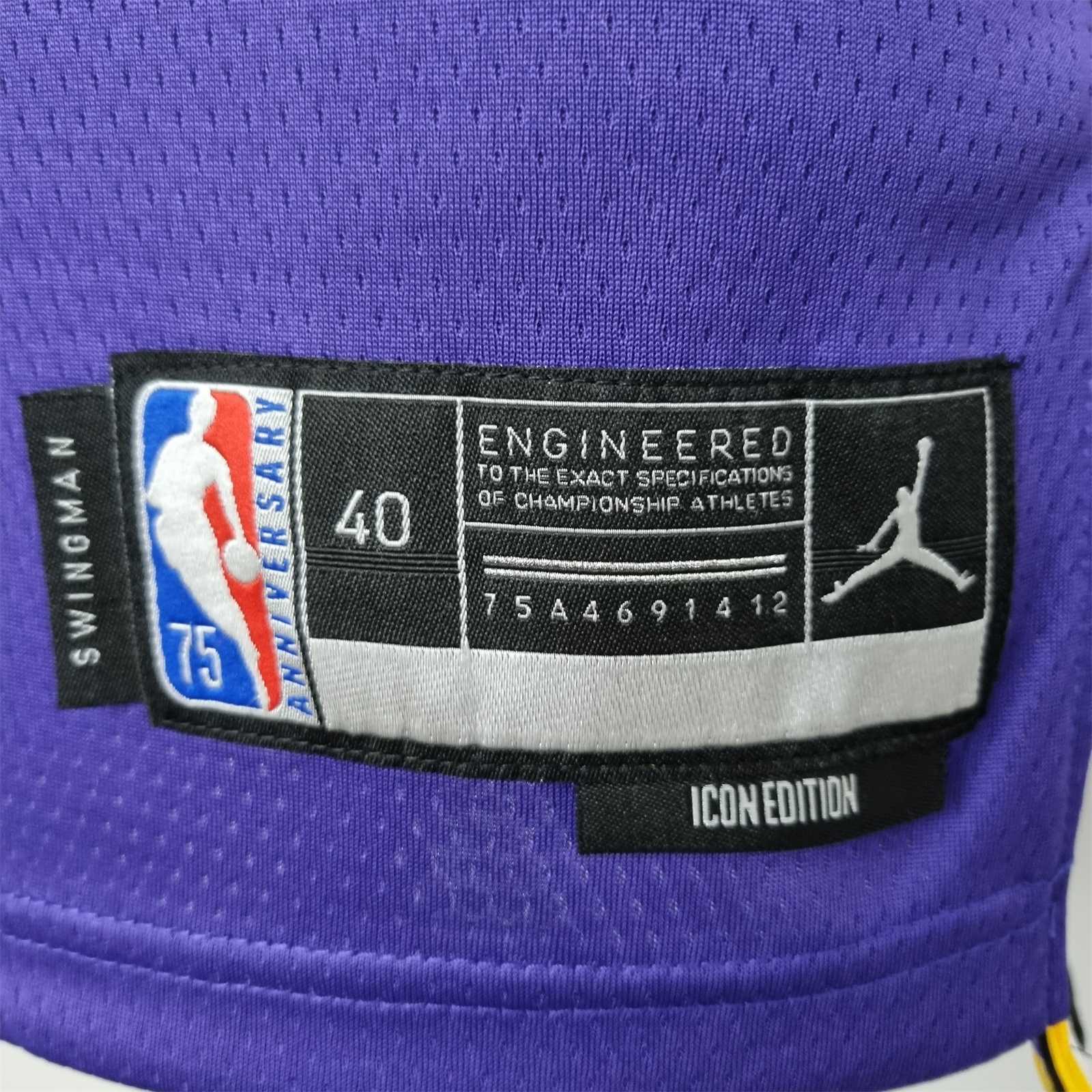 75th Anniversary BRYANT#24 Los Angeles Lakers Jordan Purple NBA Jersey 7