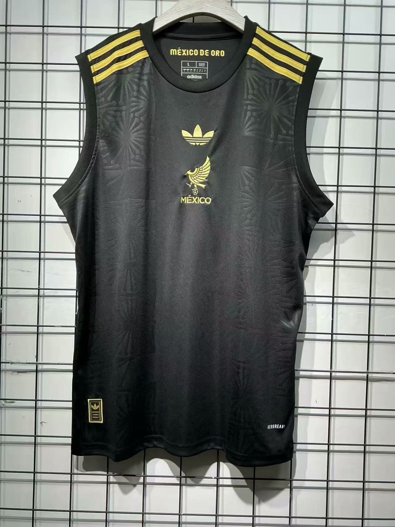 2025 Mexico Summer Vest Gold Black Kit Soccer Shirt AAAAJersey Dropship Yupoo