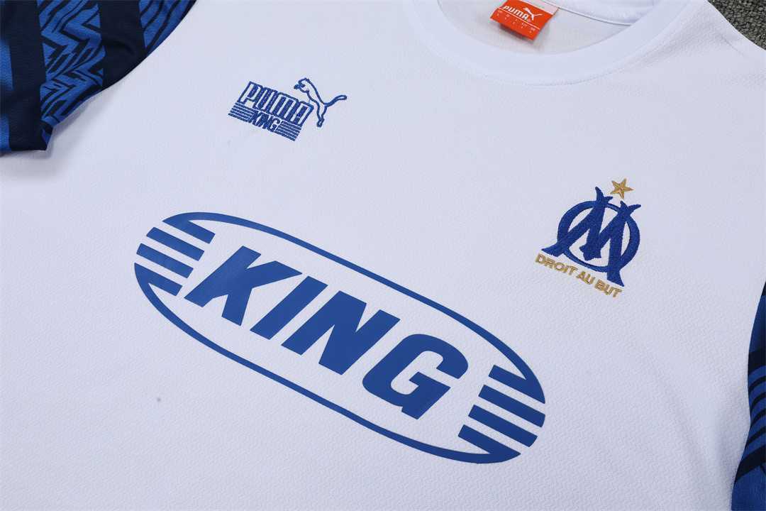 22-23 Marseille Training Suit Short Sleeve Kit White Grey 3