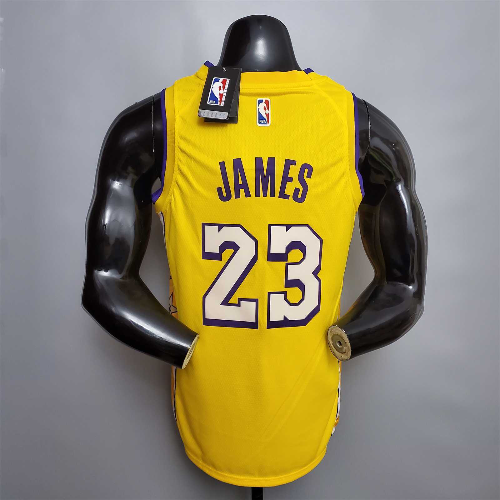 James #23 Lakers V-neck City Edition yellow 7