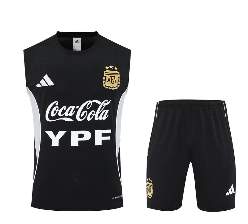 25-26 Argentina Black Training Kits Football Vest Suits