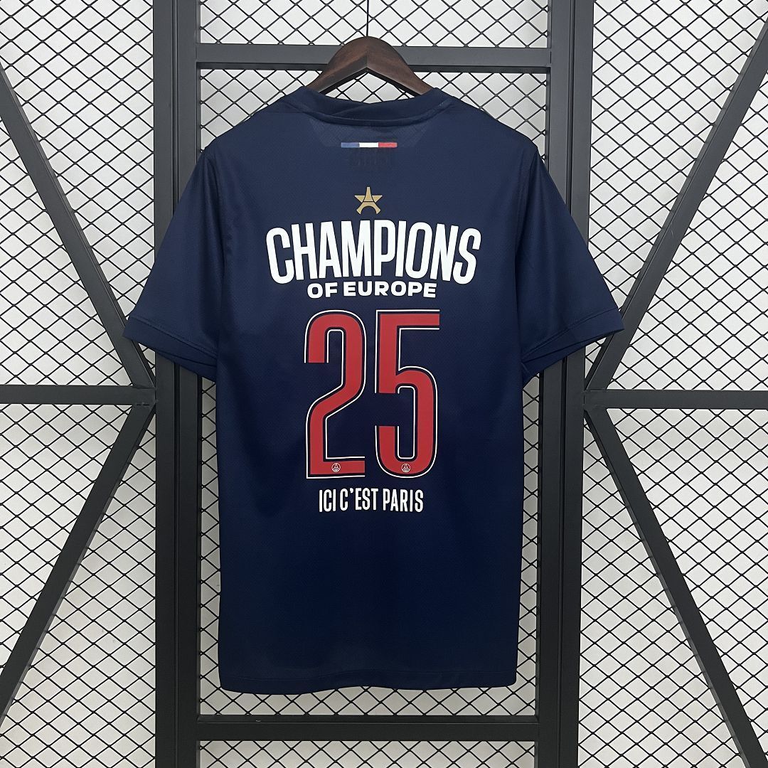 24-25 PSG Home Champions of Europe 2025 Kit Football T-Shirt AAAAJersey Wholesale Yupoo