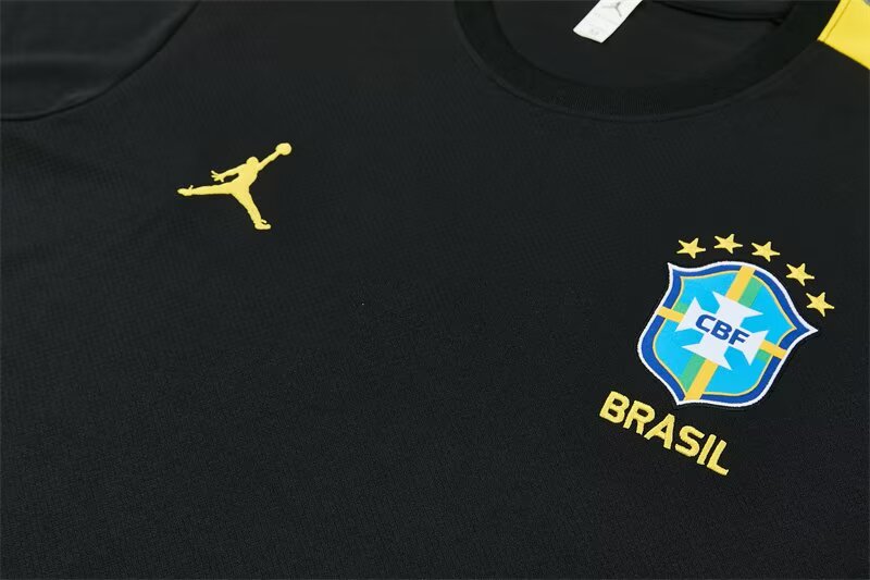2026 Jordan Brazil Mens Kit Black with Yellow Training Suit Yupoo 6 2