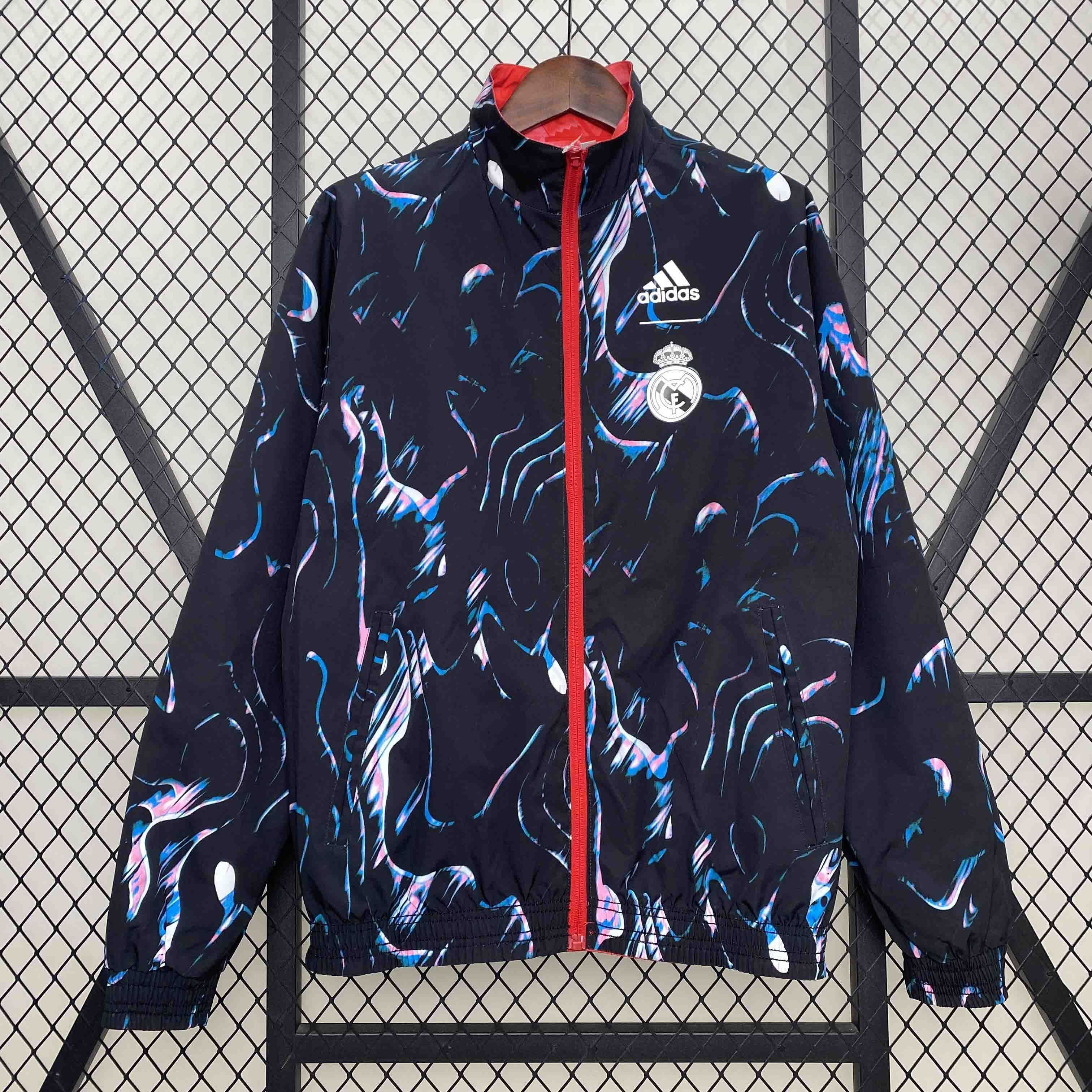 24-25 Real Madrid Red&Navy Trench Coat Reversible Windbreaker Double-Sides Jacket AAAAJersey Yu 5