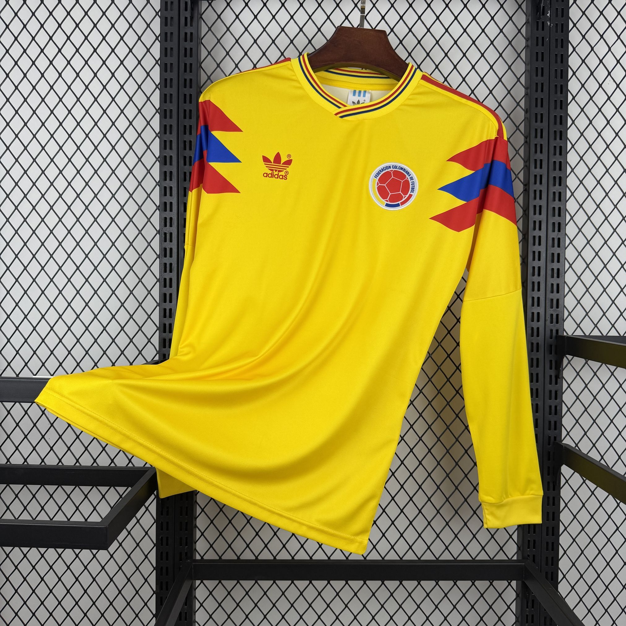 1990 Colombia Retro Mens Home Kit Football Long Sleeve Shirt AAAAJersey Supply Yupoo 6