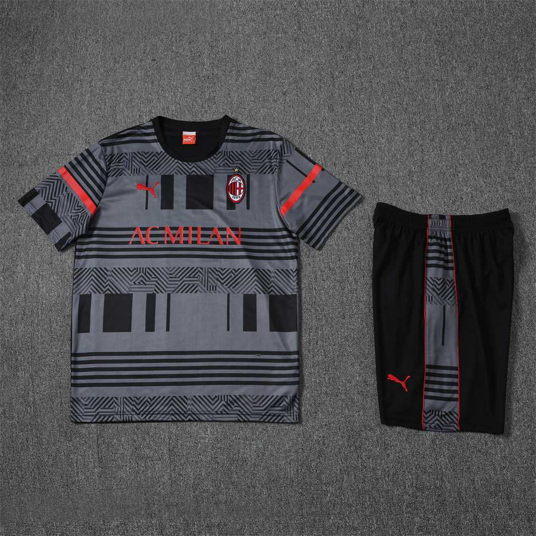 22-23 AC Milan Training Suit Short Sleeve Kit Grey 3