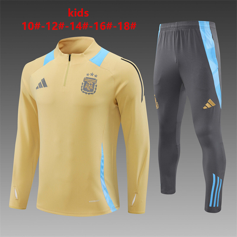 2024 Argentina Kids Long Sleeve Training Suit Football Shirts