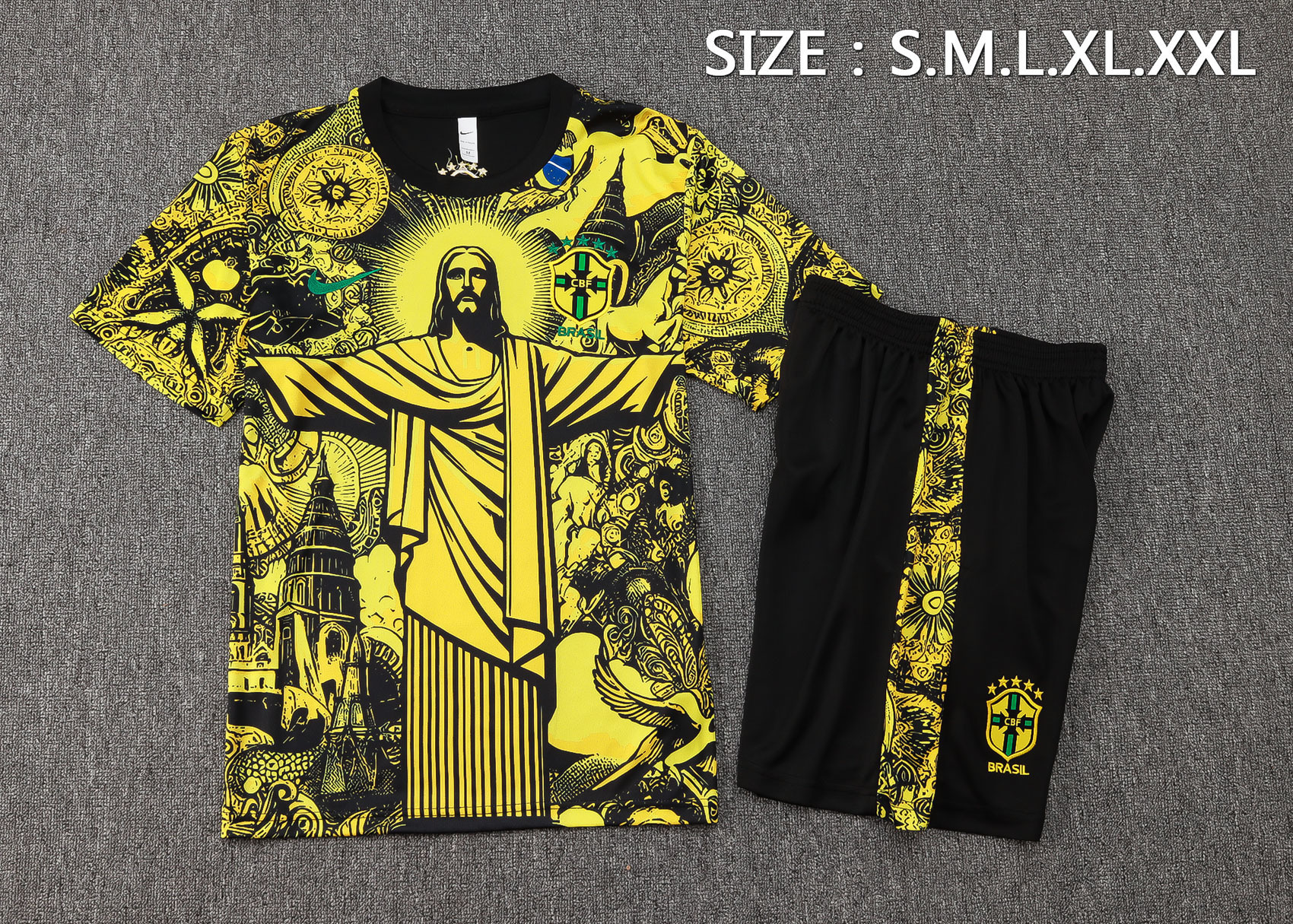 2024 Brazil Christ the Redeemer Yellow Special Edition Kit Soccer AAAAJersey Yupoo 2