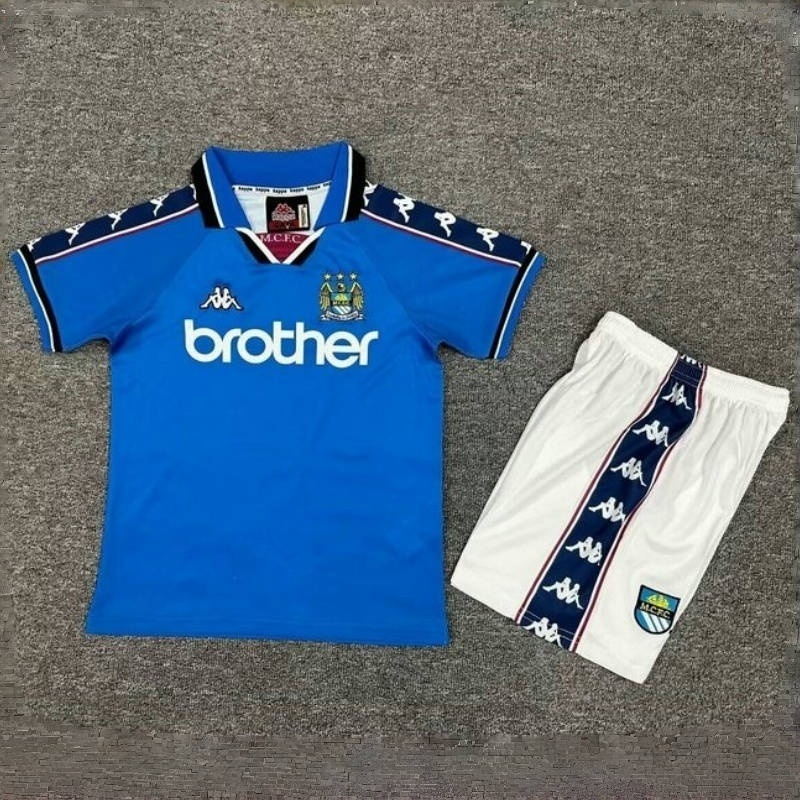 97-98 Manchester City Home Retro Kid Kits Youth Apparels Football AAAAJersey Yupoo
