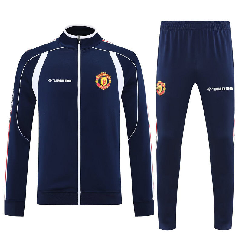 25-26 Manchester United Retro Navy Football Tracksuit Long Jacket Suits 3