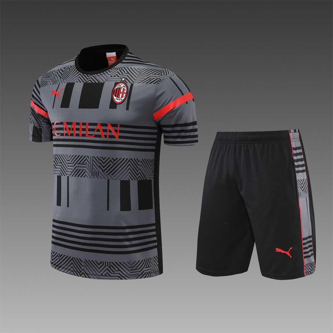 22-23 AC Milan Training Suit Short Sleeve Kit Grey
