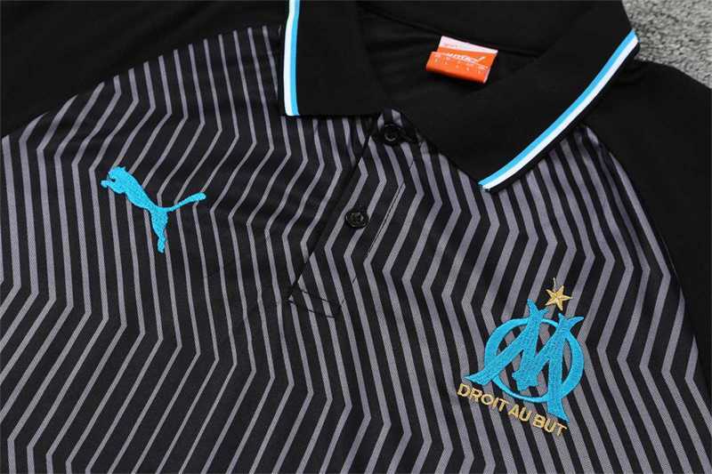 Polo Marseille black with grey-stripe 5