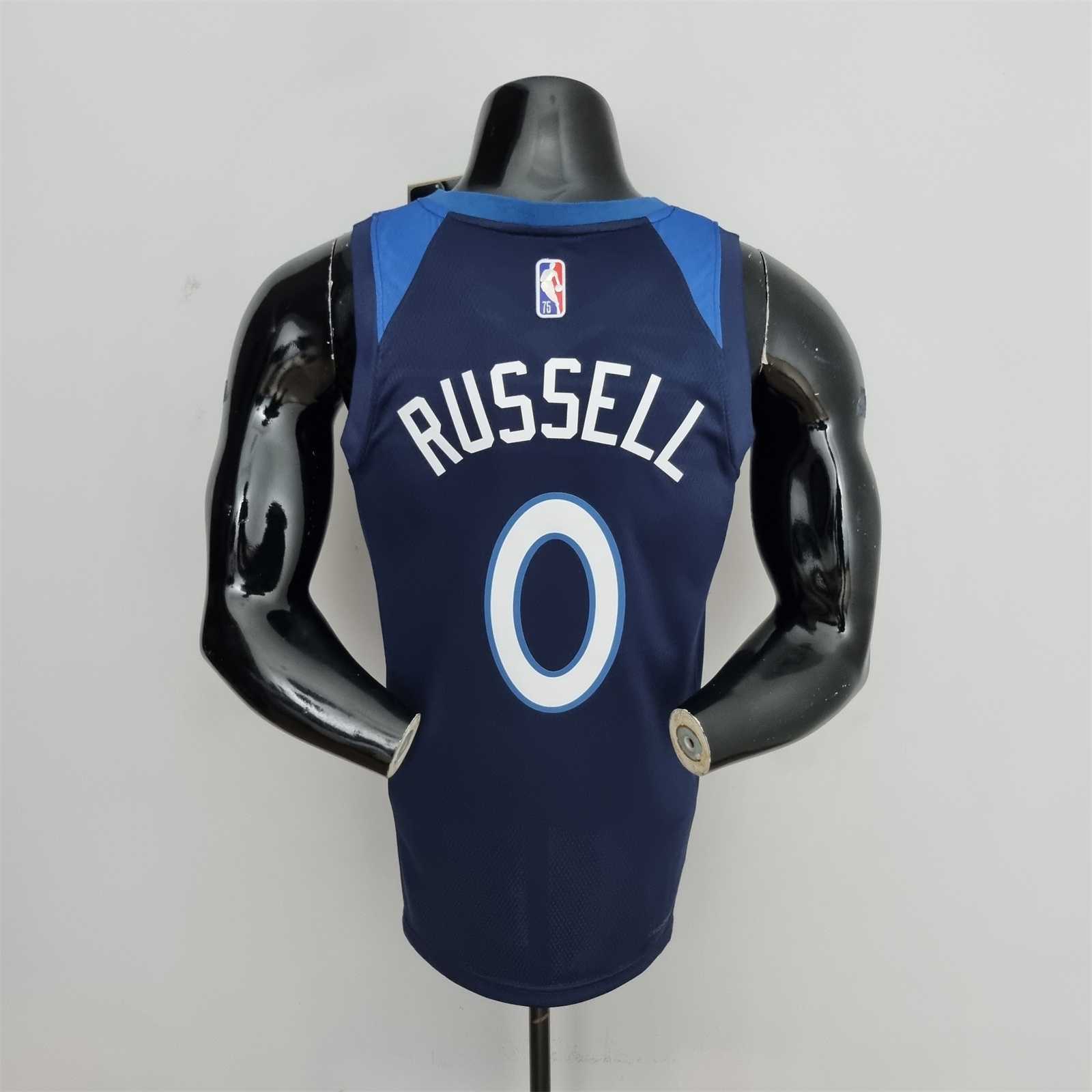 75th Anniversary Minnesota Timberwolves Russell #0 Royal Blue NBA Jersey 1