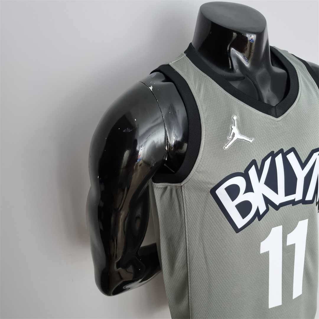 75th Anniversary Irving #11 Brooklyn Nets City Edition Gray NBA Jersey 6