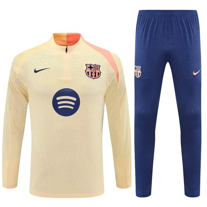 25-26 Barcelona Gold Training Kits Long Football Tracksuits