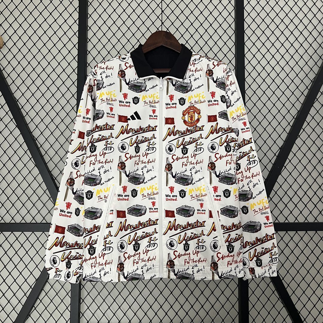 23-24 Manchester United Reversible Windbreaker Black&White Double-Sides Jacket Best Jerseys Yup 7