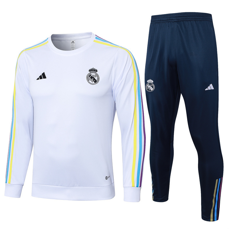 23-24 Real Madrid Long Sleeve Kits White Training Suits Soccer Jerseys Yupoo