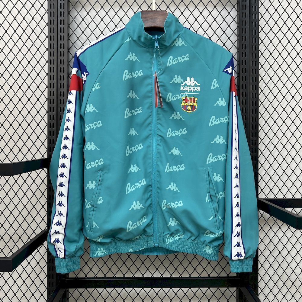 25-26 Barcelona Green&Blue Trench Coat Reversible Windbreaker Double-Sides Jacket 2