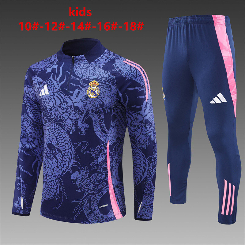 24-25 Real Madrid Kids Long Sleeve Training Suit Football Shirts