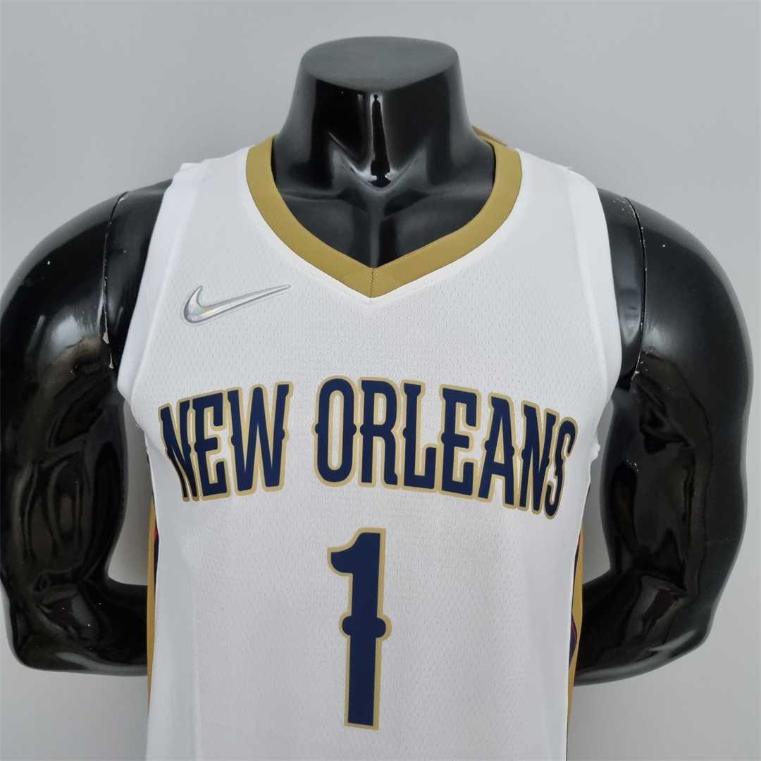 75th Anniversary New Orleans Pelicans Williamson#1 White NBA Jersey 2