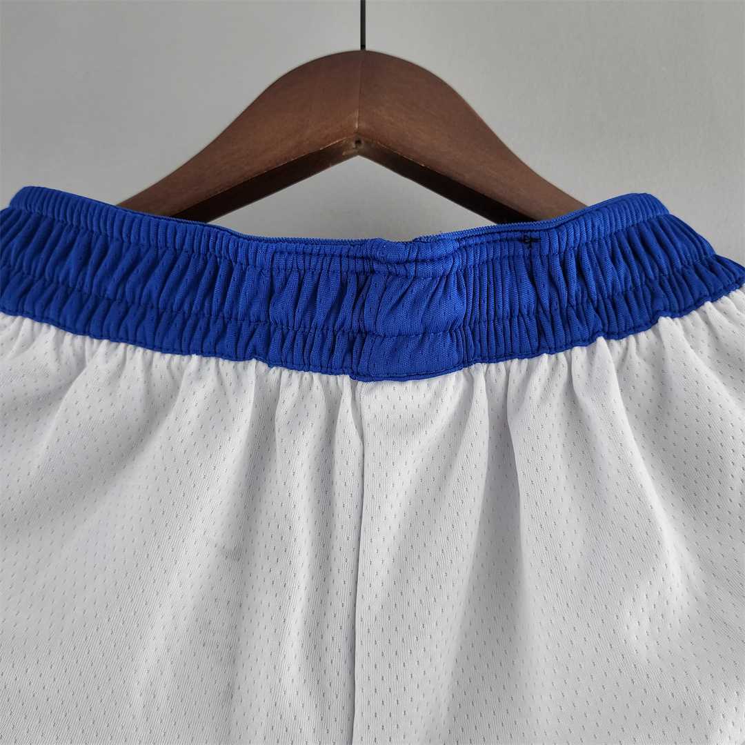 Golden State Warriors NBA Shorts White Blue Trim 4