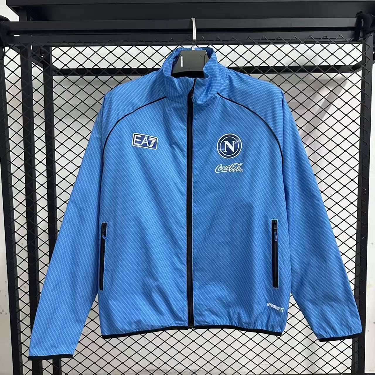 25-26 Naples Pad Printed Blue Waterproof Windbreaker Jackets AAAAJersey Yupoo