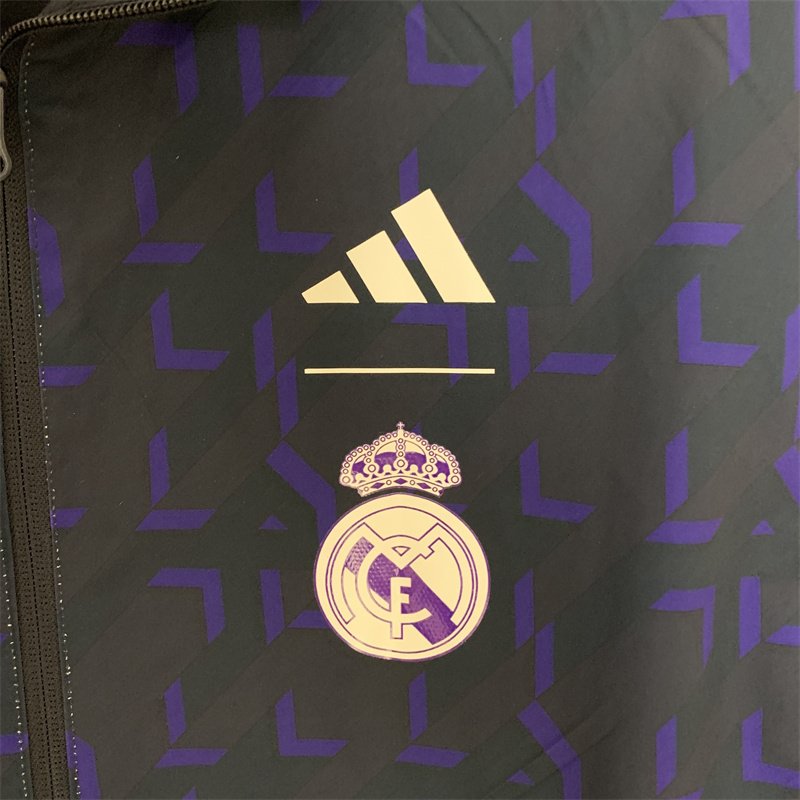 23-24 Real Madrid Trench Coat Reversible Windbreaker Navy 6