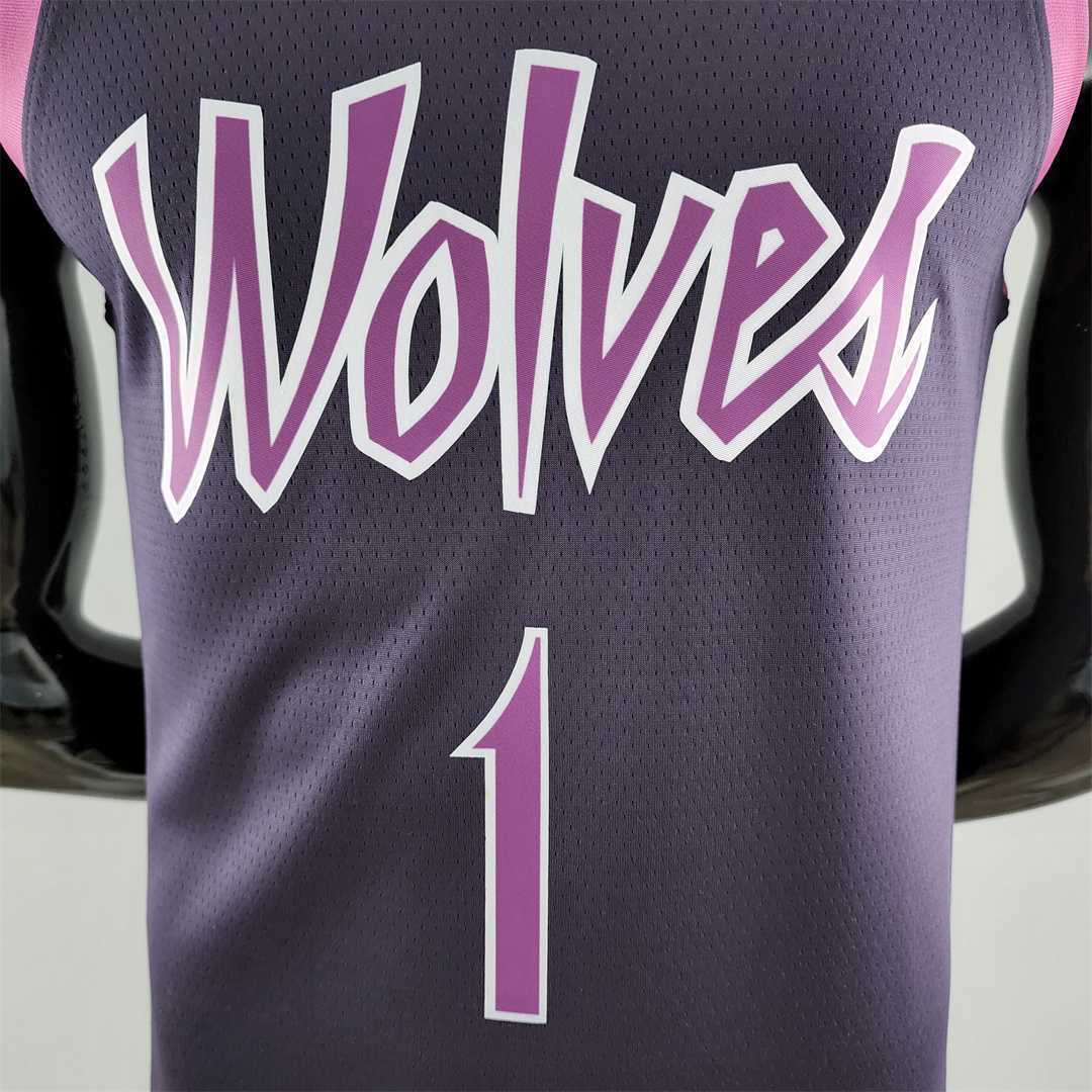 Minnesota Timberwolves EOWAROS#1 Black and Purple NBA Jersey 1