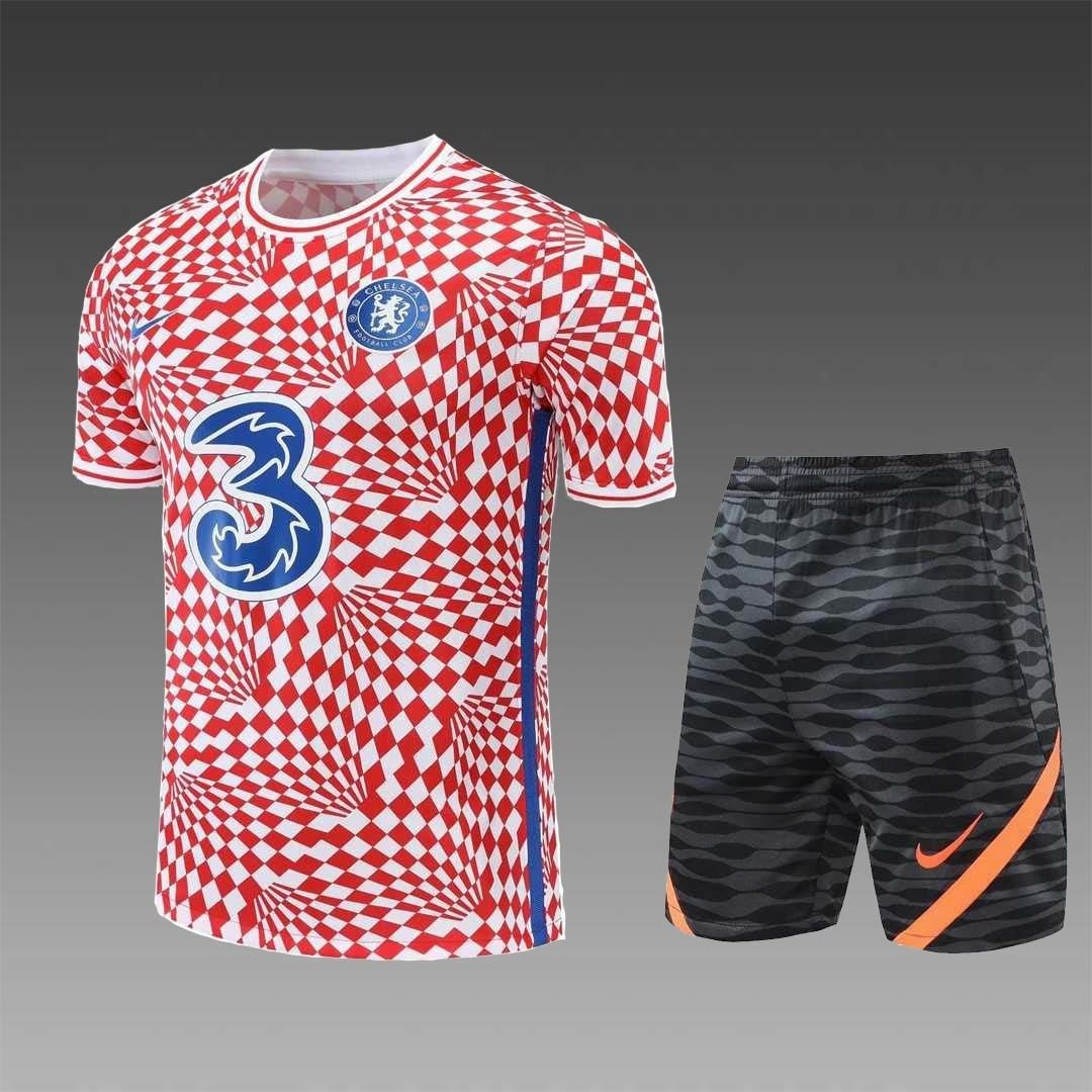 22-23 Chelsea Training Suit Short Sleeve Kit Red and White 15